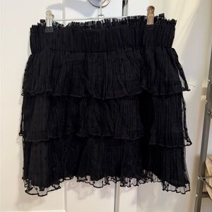 DO+BE black on black polka dot ruffle skirt with hidden shorts underneath!